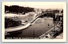 RPPC Real Photo Aerial View Paper Mills Willamette River Oregon City Oregon P63A