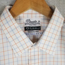HANDMADE LORO PIANA x DAVIDS Mens Size 17/32 Fine Twill Sport Shirt Italy Made