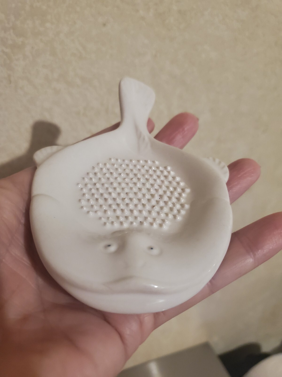 Ginger Garlic Wasabi Grater Dish Fish Flounder White Porcelain Japan Keilen Ltd.