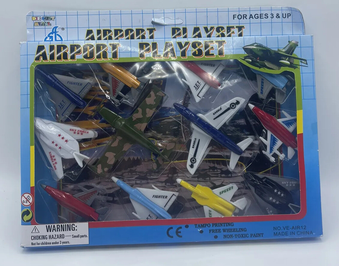 Toy Airplane Set 12pc Assorted Planes Jets Die Cast Airport