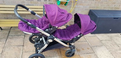 purple double stroller