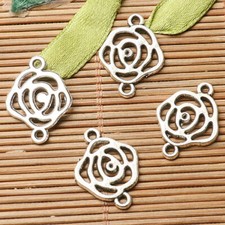 16pcs dark silver color rose flower design connector for jewerly making EF2805