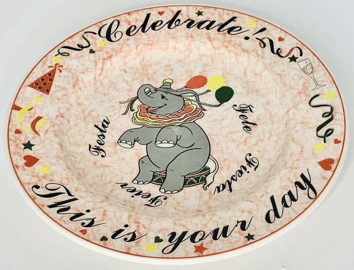 Ceraminter Italy CELEBRATION THIS IS YOUR DAY Hand Painted Elephant 9 78”  Plate | eBay