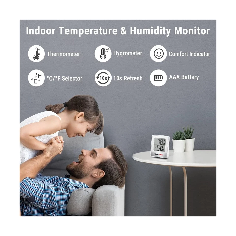ThermoPro TP49 Digital Hygrometer Indoor Thermometer Humidity Meter Room Ther... - Image 2 of 4