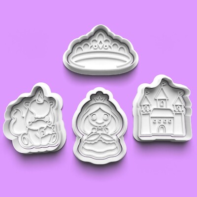 Ausstecher Fondant Stempel Prinzessin Schloss Krone Party Geburtstag Backen 4er Set