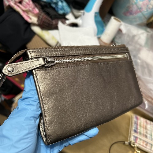 Coach Metallic Bronze Gold Pleated Front Wristlet - “Sanna - Picture 11 of 24