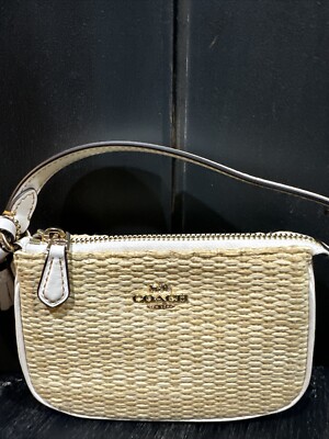 COACH Nolita 15 Purse in Chalk Multi Straw/Leather Small