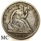1861 Seated Liberty Half Dollar. better Date.