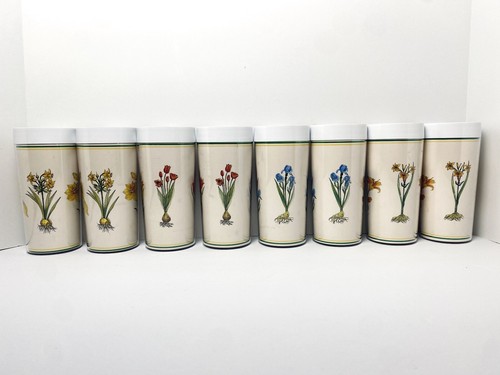 Vintage Thermo-Serv Insulated Tumblers 12 oz Floral Botanic Pattern Lilly Set 8 - Picture 9 of 24