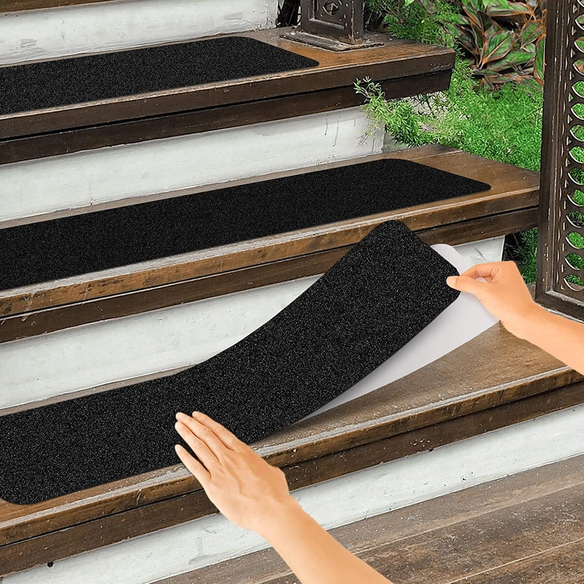 Non Slip Stair Treads 6 x 24 Adhesive Wooden Steps Grip Tape Anti Slip 8  PCS