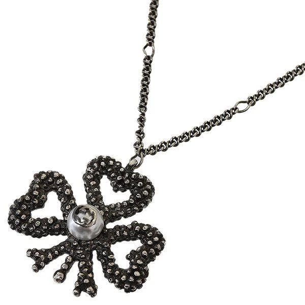 Collier trèfle authentique GUCCI argent 925 45 cm L 2,2 cm x H 2,2 cm bijoux 