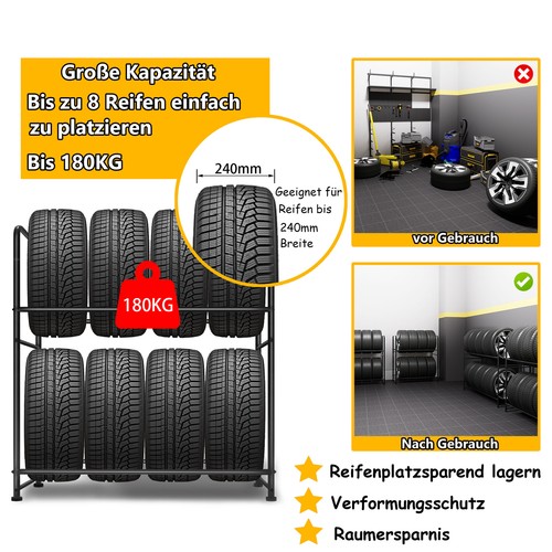 Reifenregal Reifenständer Werkstattregal Schwerlastregal Lagerregal Max. 180 kg - Bild 5 von 13