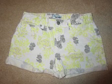 SHORTS - Old Navy - Denim - Girl's - White / Yellow Floral - Sz 14