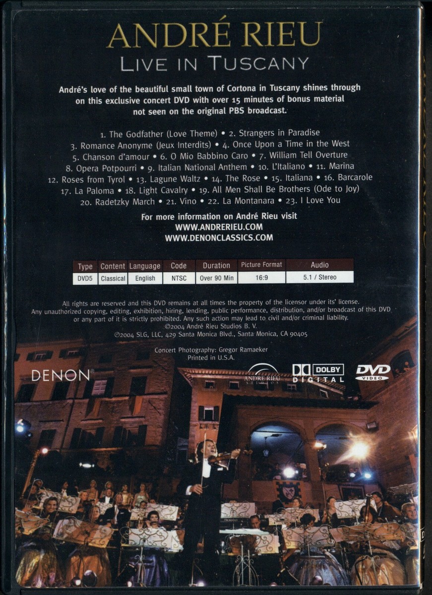 Andre Rieu Live In Tuscany André Rieu – Romantic Paradise (DVD)