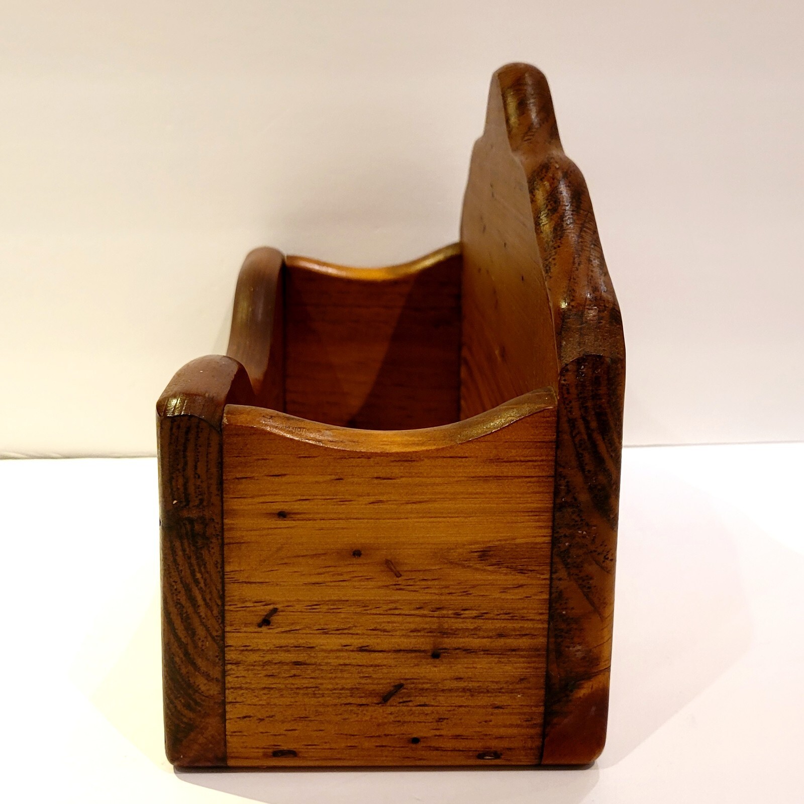 Vintage Pine Wooden Wheat Box Mail Organizer Wall Mount Shelf Sitter