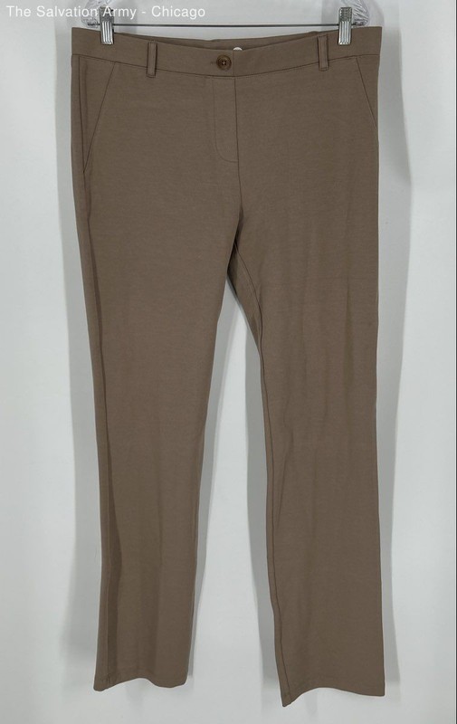 Betabrand Womens Brown Flat Front Pockets Straight Leg Dress Pants Size XL