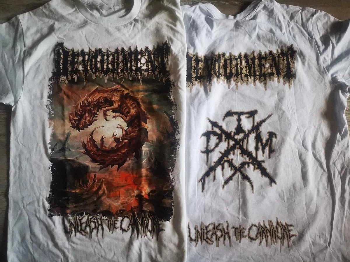 DEVOURMENT Unleash The Carnivore Short Sleeve Cotton White T Shirt