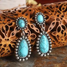 New Beautiful Turquoise Simulated Dangle Earrings