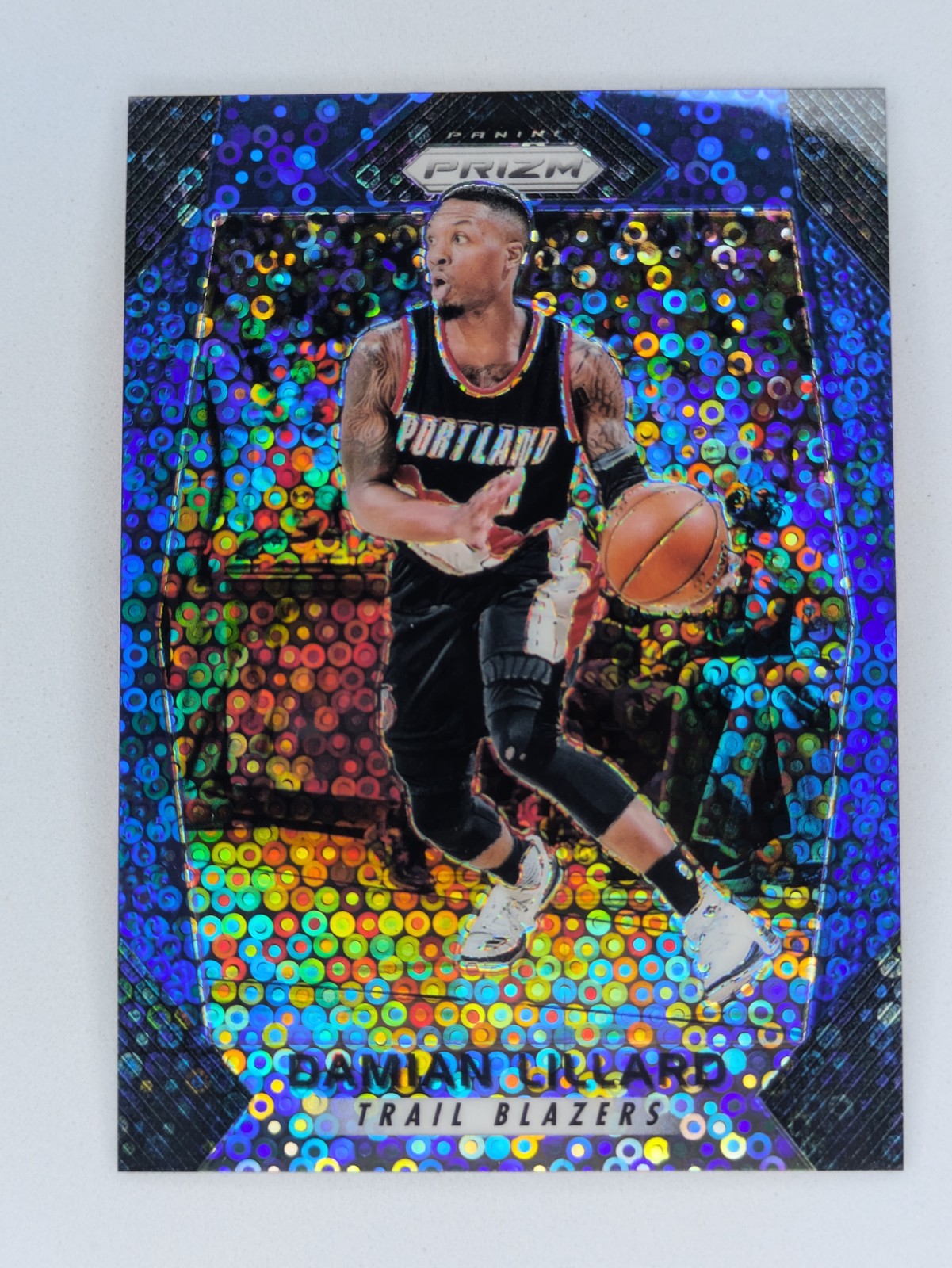 2017-18 Prizm #141 Damian Lillard Fast Break Blue #/175 Trail Blazers Card