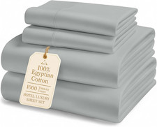 Luxury 1000 Thread Count Egyptian Cotton King Size Sheets Set - Silver