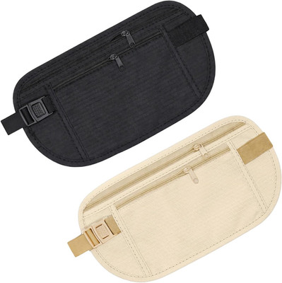 2PCS Versteckte Flache Bauchtasche, Diebstahlsichere Geldgürtel Reise Bauchtasch