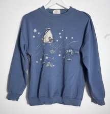Vintage Northern Reflections Sweatshirt Womens M Birdhouse Snow Cotton USA