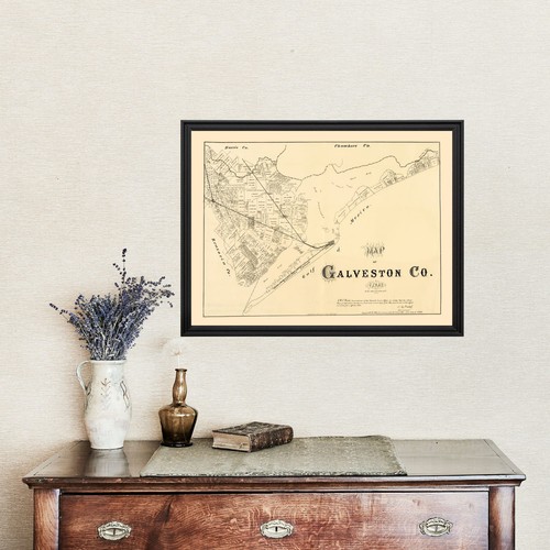 Old Map of Galveston County, TX 1879 - Vintage Texas Art - Picture 4 of 29