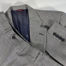 Jos. A Bank Glen Plaid 100% Wool Suit 44 Chest 33x30 Executive USA Made Vintage