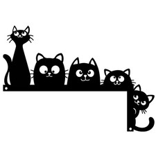 Metal Cat Door Topper, Door Frame Decor, Black Metal Wall Art, Modern Minimal...