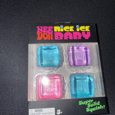 NeeDoh Nice Ice Baby 4er Pack, 4er Set Nee Doh Mini Nice Cube Rosa Blau Lila