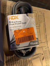 HDX 10/4 30 Amp 4-Prong Dryer Power Cord Grey 6' 601 004