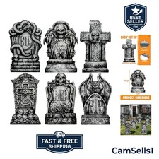 Value Pack: 6 Halloween Graveyard Tombstones - Easy to Assemble  Weatherproof
