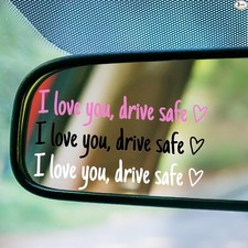 3Pcs "I Love You Drive Safe" Mirror Stickers, Cute Vinyl Car Decal for Rearview