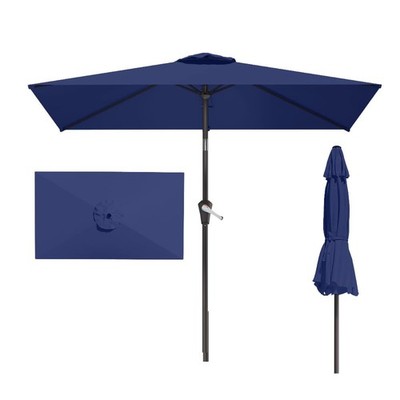 Patio Umbrella 6.5x10ft Rectangular Market Outdoor UV Protection Navy Blue Large