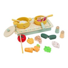 Wooden Play Cooking Set Educational Fun Pretend Play Kitchen Accessories Cooking