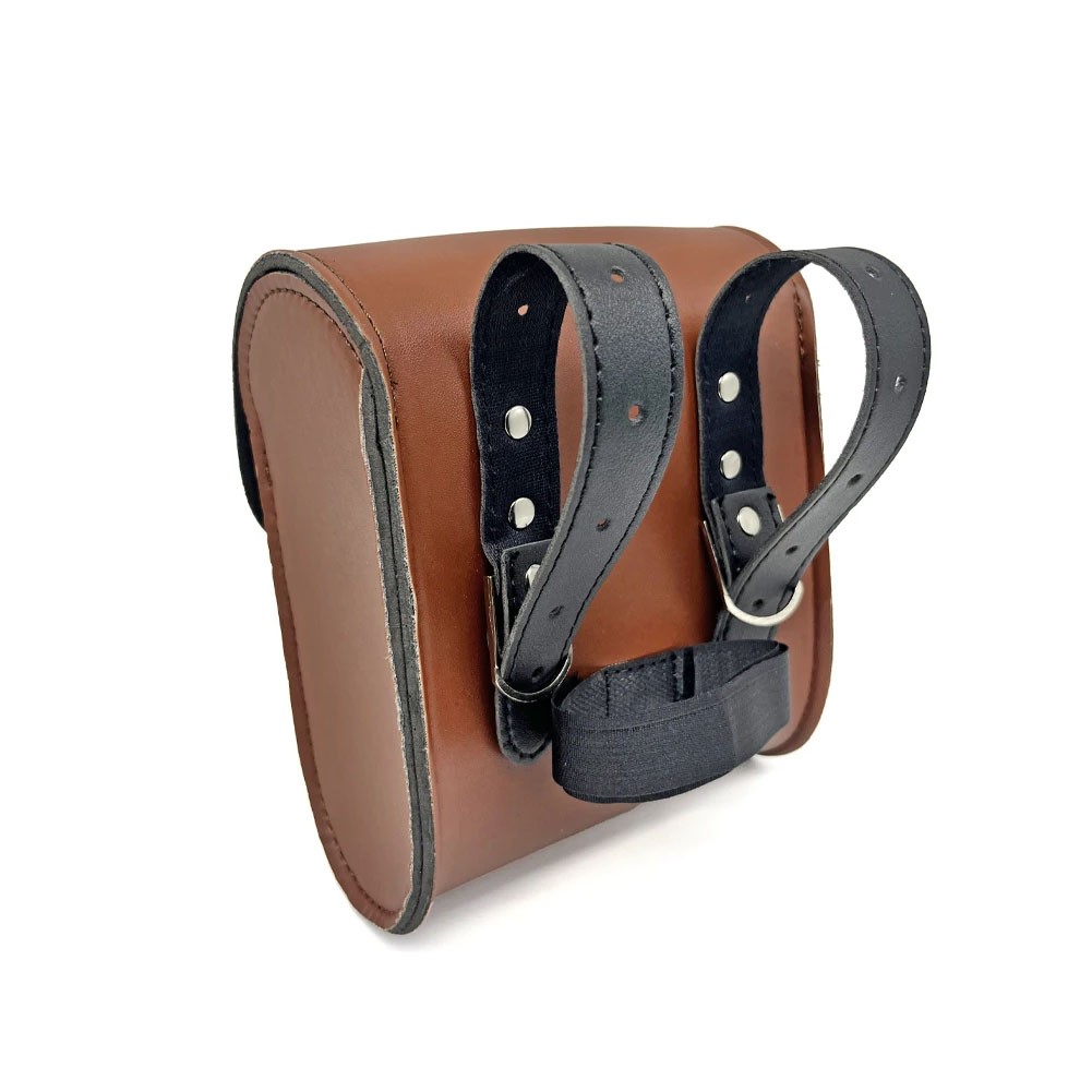 1x Motorcycle Saddle Luggage Pu Leather Side Tool Bag Storage Universal Brown