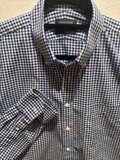 Nordstrom Men's Shop Trim Fit Dress Shirt Long Sleeve 16 1/2 34/35 Blue/White Ch