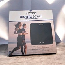 iHome Digital Glass Bathroom Scale Black Modern Style