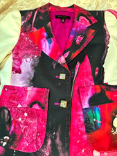 ESCADA COTTON SHORT BLAZER IN FUCHSIA BLACK W...