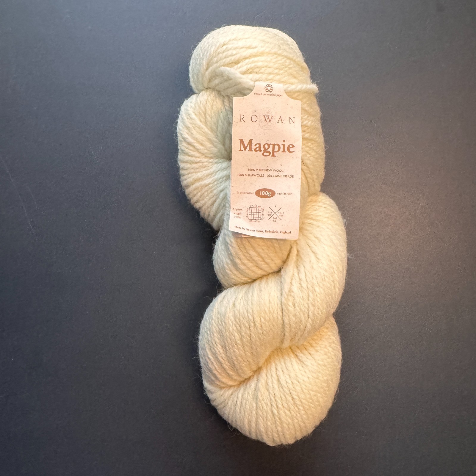 ROWAN MAGPIE YARN "002 Natural" Aran 153 Yards - Dye Lot 17H9 - 4 SKEINS - second product detail image
