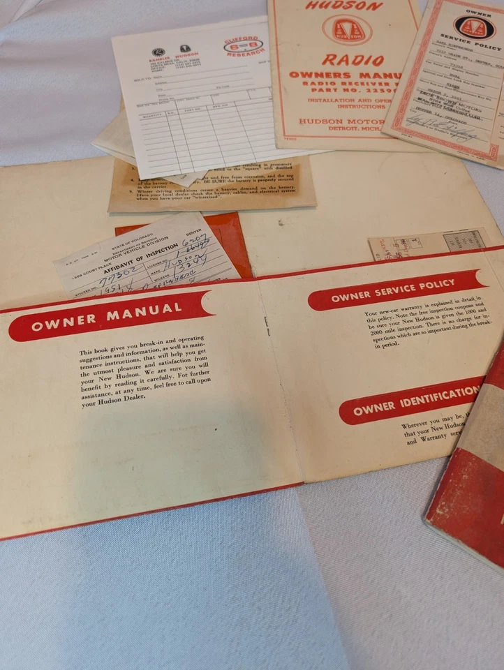 1951 Hudson Car Owner Manual Radio Manuel And Memorabilia Lot - Image 3 of 4