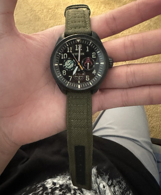 Citizen Eco-Drive Star Wars Men's Watch Black SS Case Green Fabric Strap 100m
