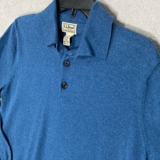LL Bean Cashmere Blend Sweater Mens Size Medium Blue Collared Sweater ID 502806