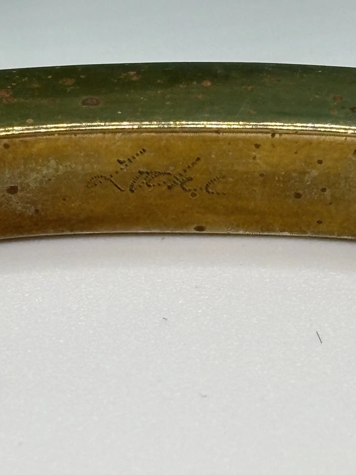 Brazalete brazalete de peltre chapado en oro firmado por Patricia Locke 21 cristales de Swarovski Foto 3 de 4