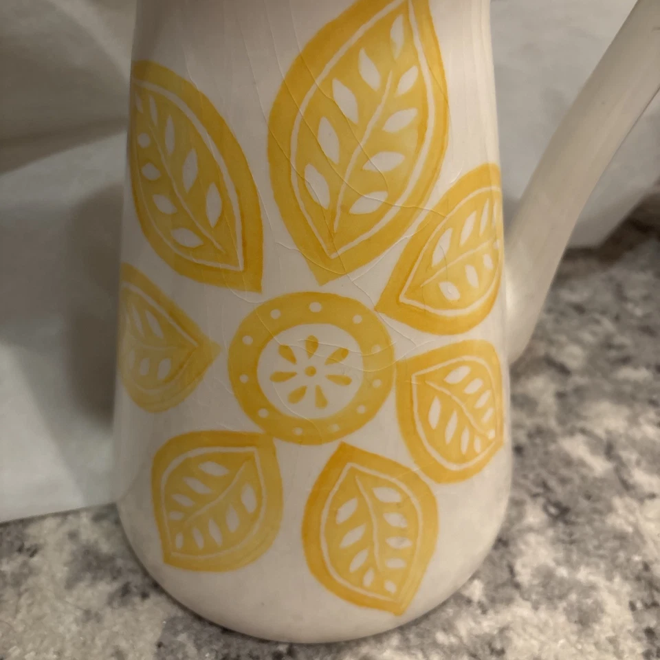 Jarra de cerámica grande Farval flores amarillas mostaza Portugal 11,5 pulgadas de alto Foto 2 de 4