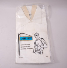 Vintage 60s White Cotton Short Sleeve Button Up Shirt Small - NOS Deadstock NIP