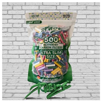 PURIZE 500 XTRA SLIM Ø 6 mm Aktivkohlefilter - Mixed Colours - Vorratsbeutel
