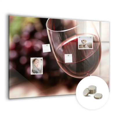 Glas Magnettafel hängend für Organisation und Notizen Ein Glas Rotwein 100x70 cm