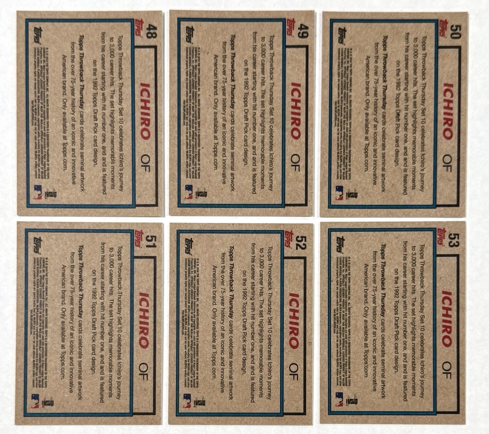 2016 Topps TBT #10 ICHIRO SUZUKI Journey to 3000 Set /772 PR 1992 Design HOF - Image 2 of 4