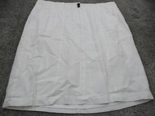 Sportscraft A Line Skirt 16 L24 Linen White Lined Button Up